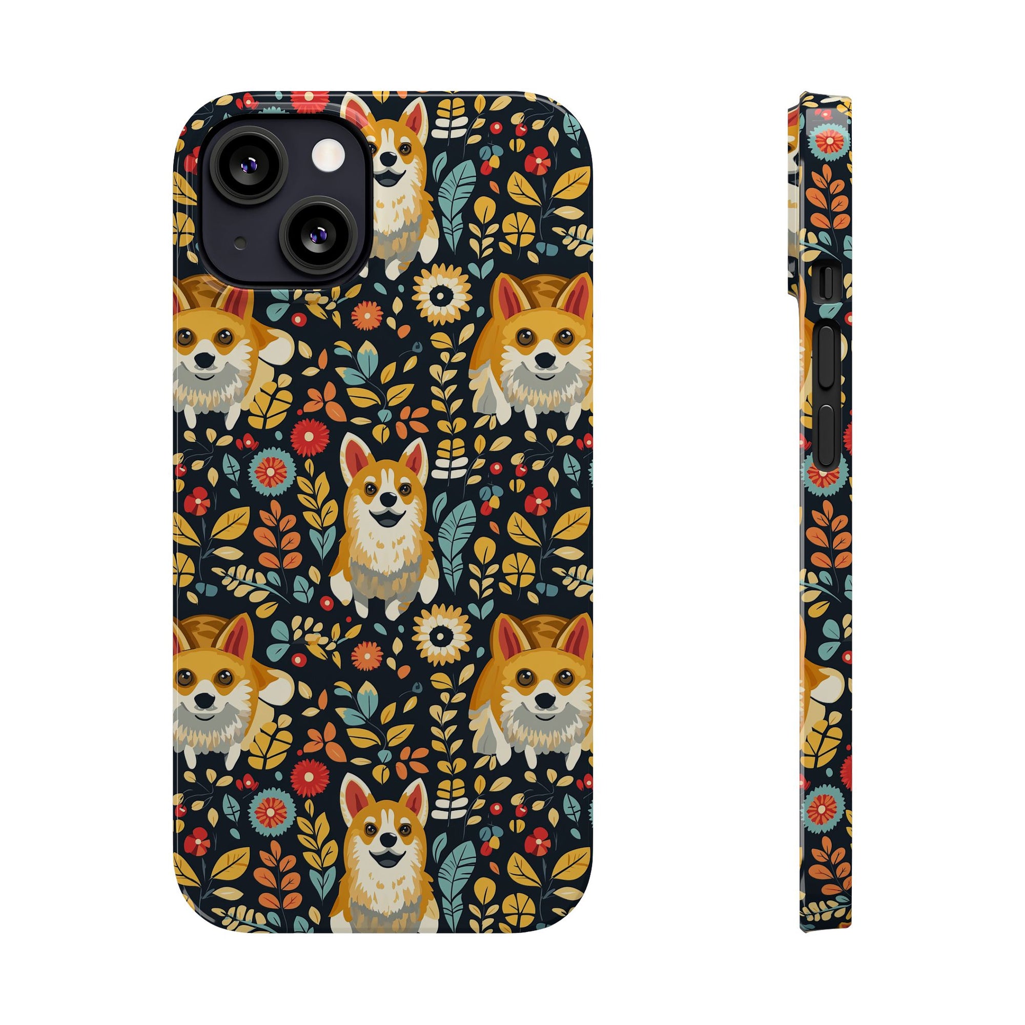 Corgi Rainbow Vine Dream Slim Phone Cases