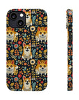 Corgi Rainbow Vine Dream Slim Phone Cases