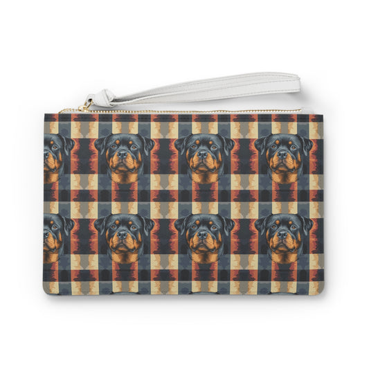 Pawsome Rottweiler Royalty Plaid Clutch Bag