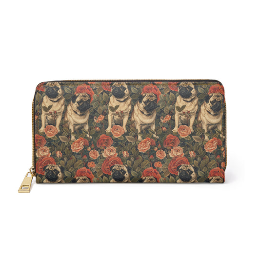 Blooming Pug Paradise Zipper Wallet