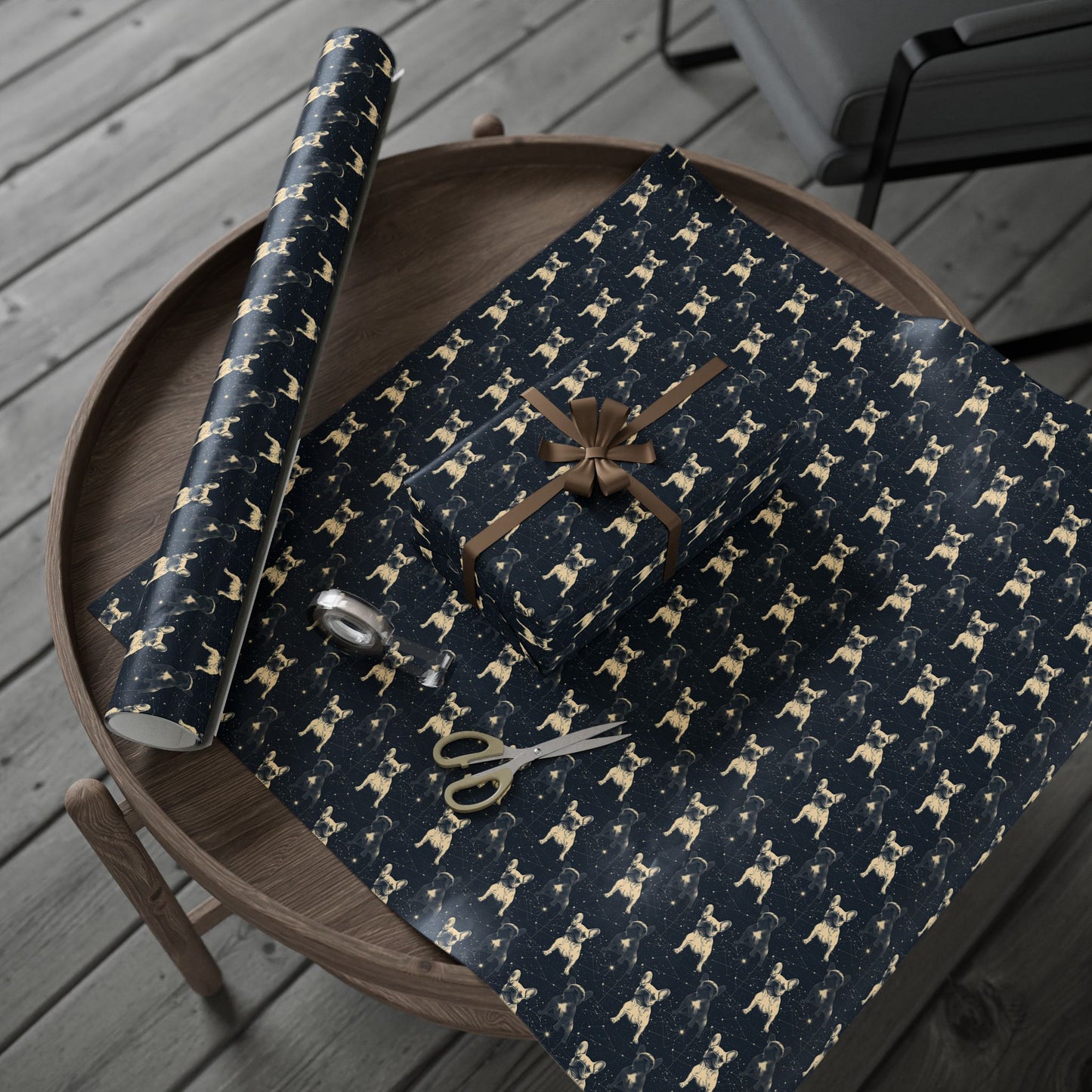 Frenchie Celestial Soar Wrapping Paper