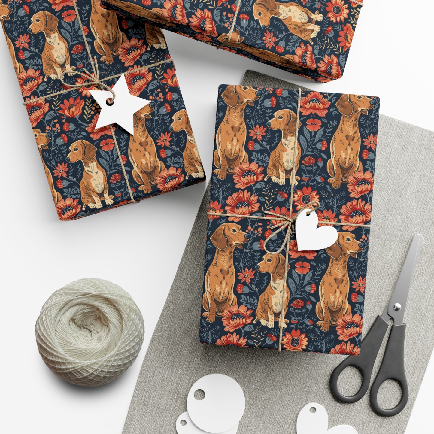 Floral Pawsome Dachsund Delight Gift Wrap Papers