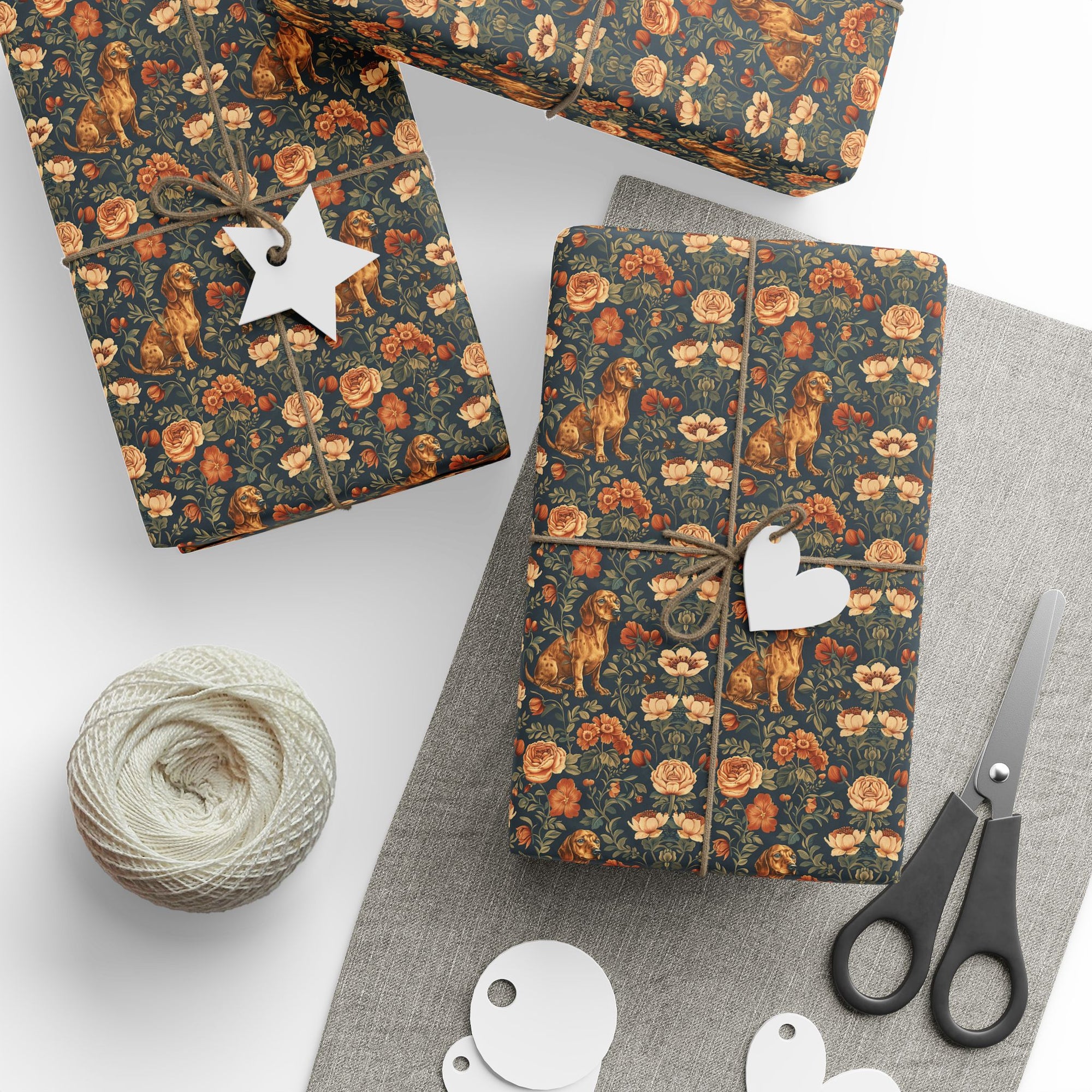 Dazzling Dachsund Blossoms &amp; Foliage Wrapping Paper