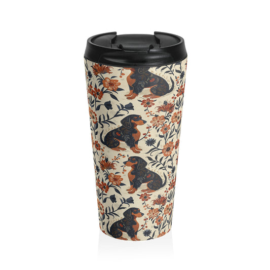 Blossoming Dachshunds Delight Stainless Steel Travel Mug