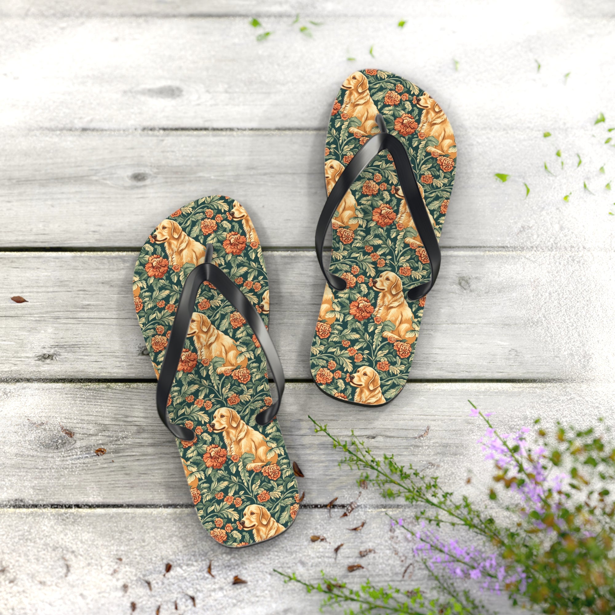 Blooming Goldie Glam Flip Flops