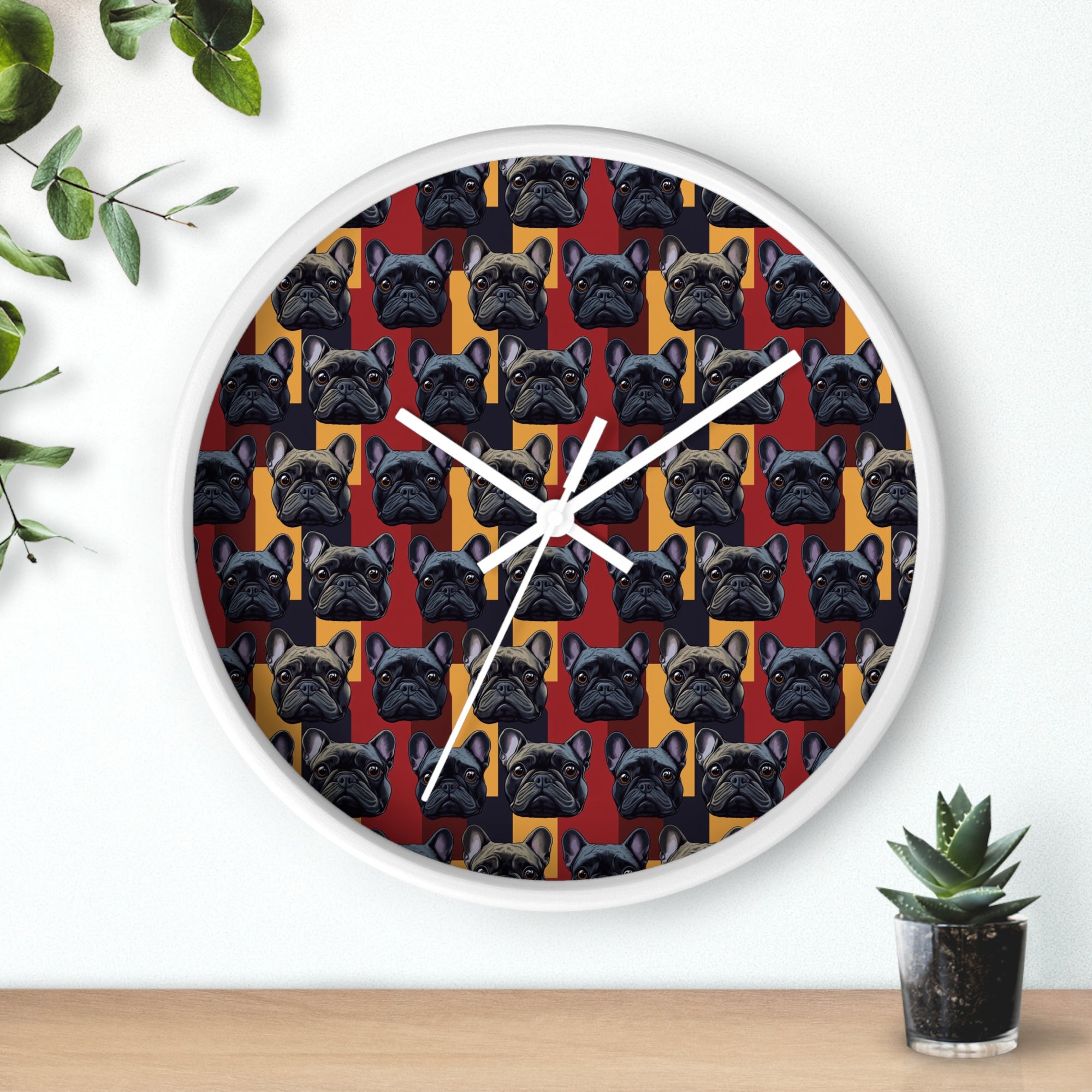 Chic Canine Checkmate - Frenchie Edition Wall Clock