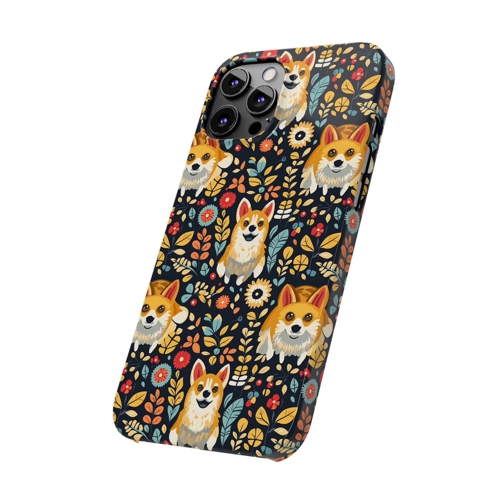 Corgi Rainbow Vine Dream Slim Phone Cases