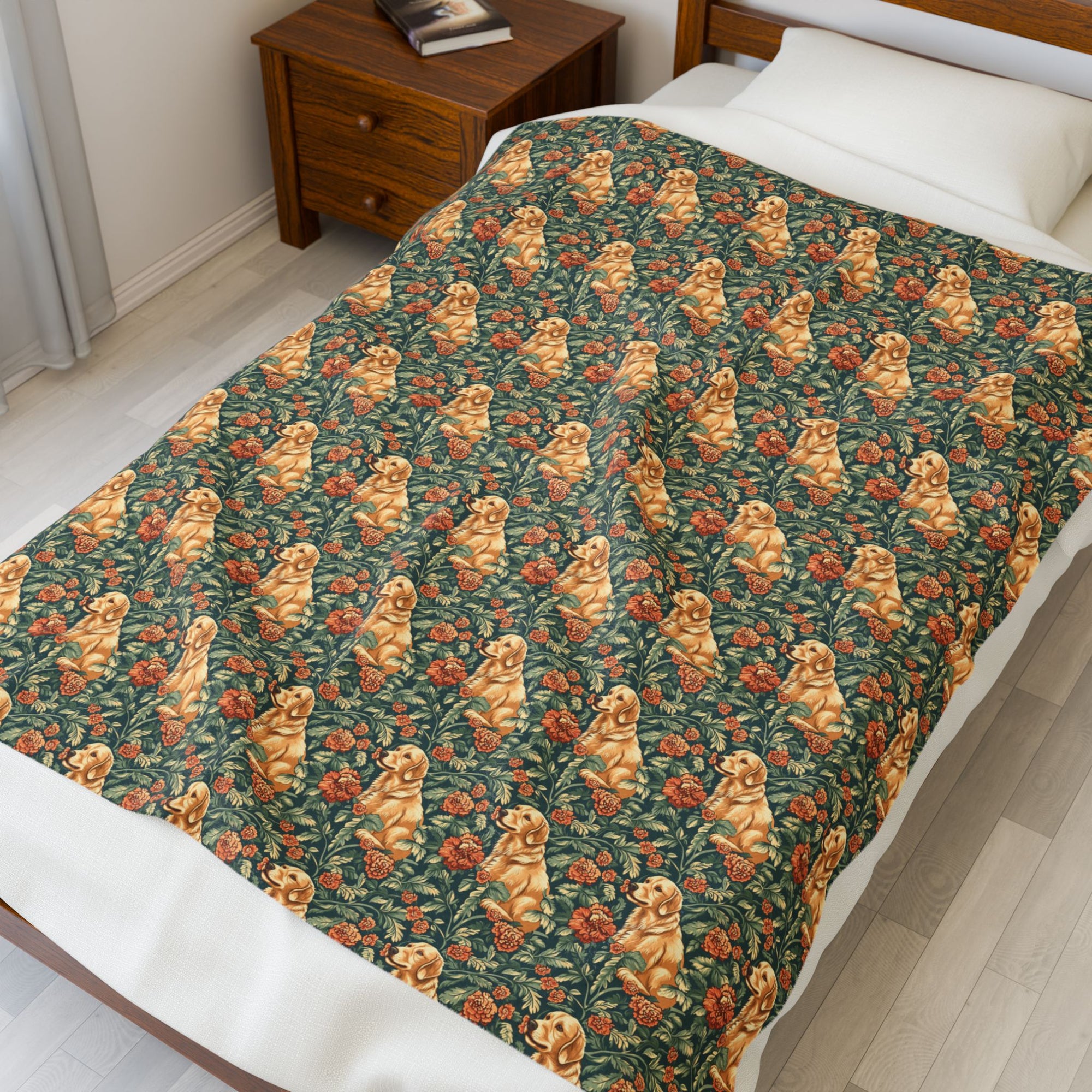 Blooming Goldie Glam Velveteen Plush Blanket