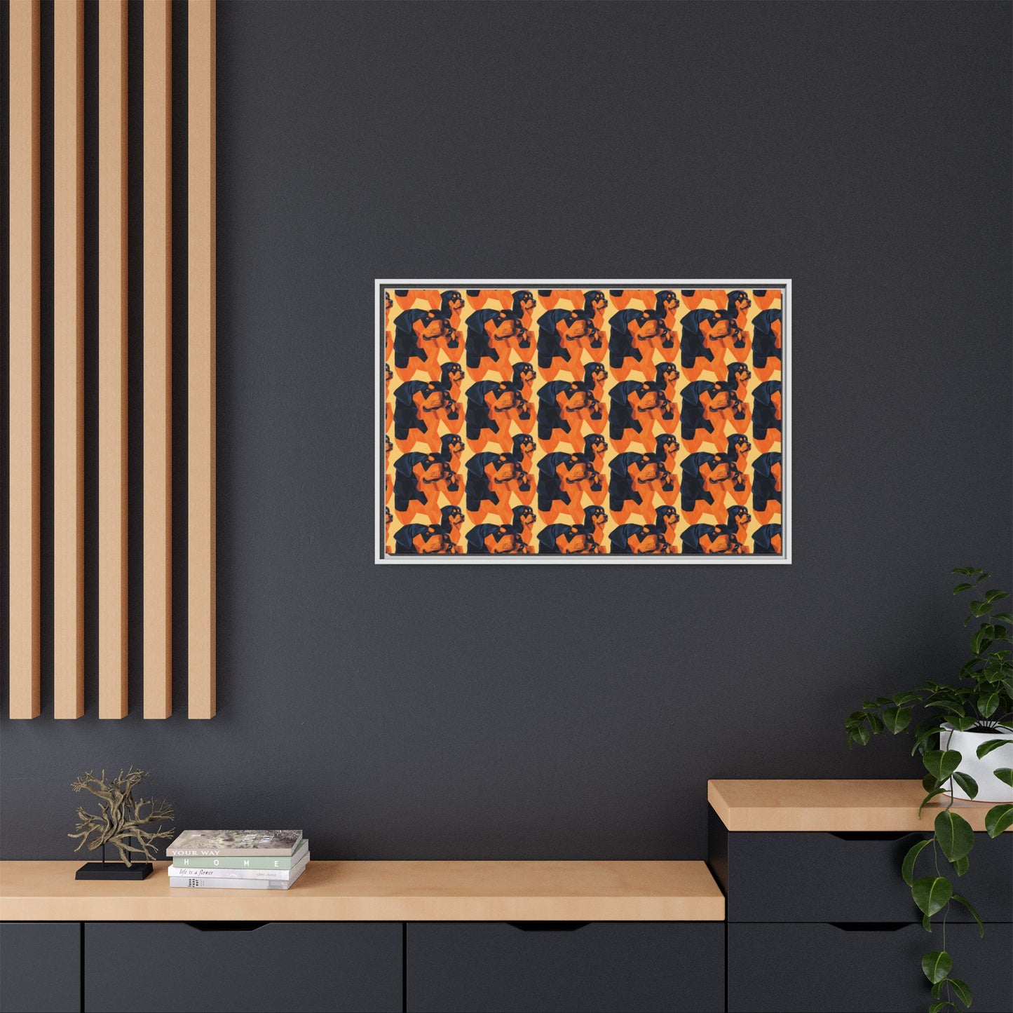 Rottweiler Chic Pawsitivity Matte Canvas, Framed