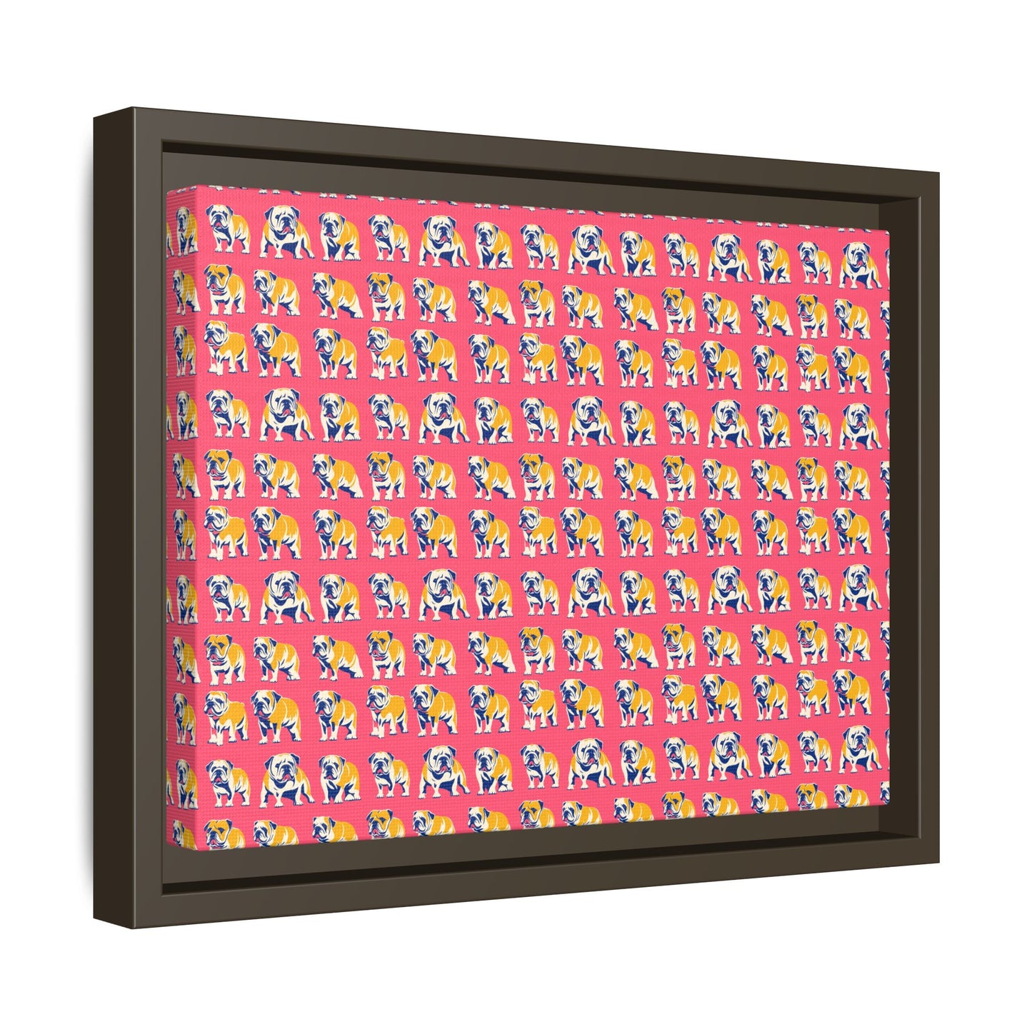 Bubblegum Glamour Bulldog Bouquet Matte Canvas, Framed