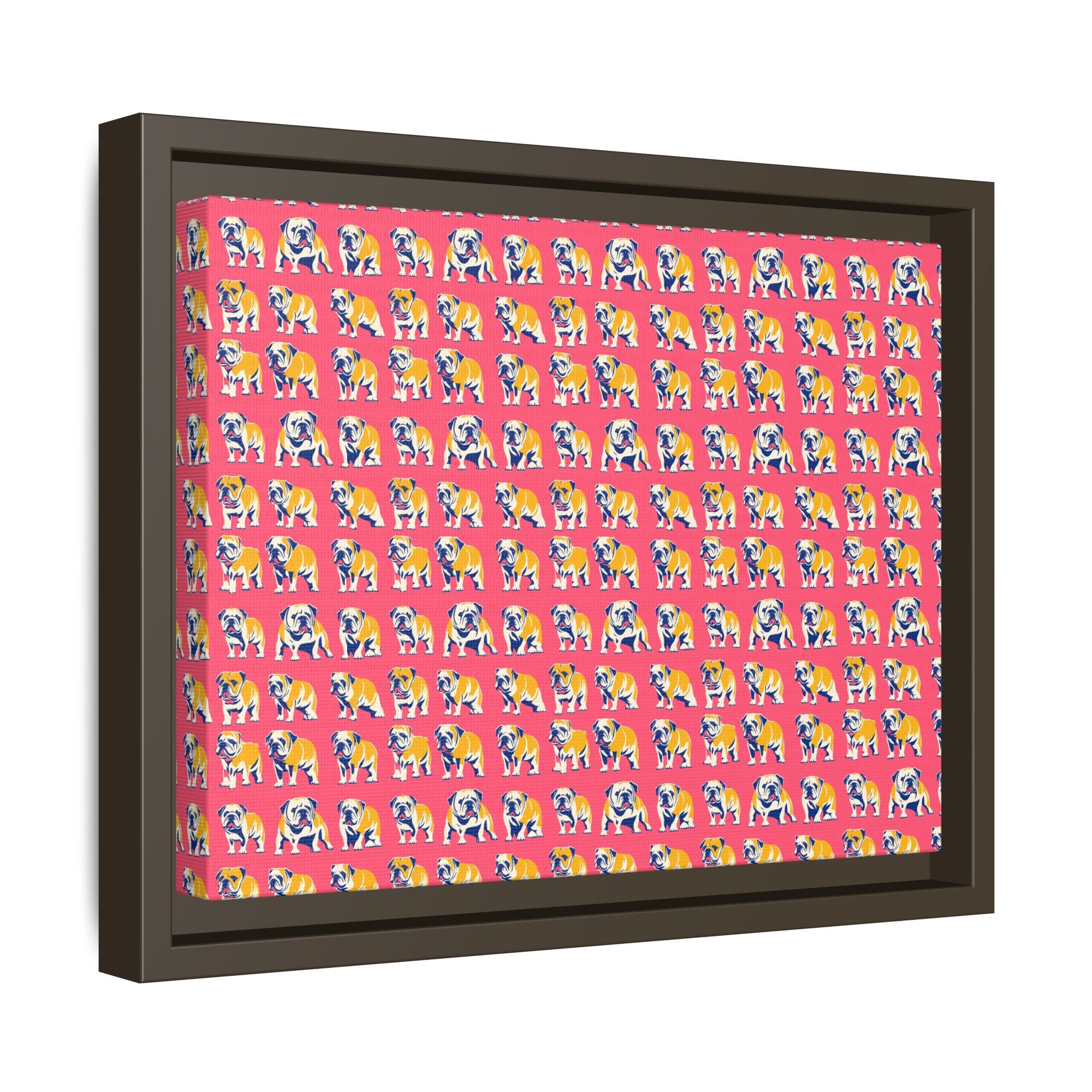 Bubblegum Glamour Bulldog Bouquet Matte Canvas, Framed