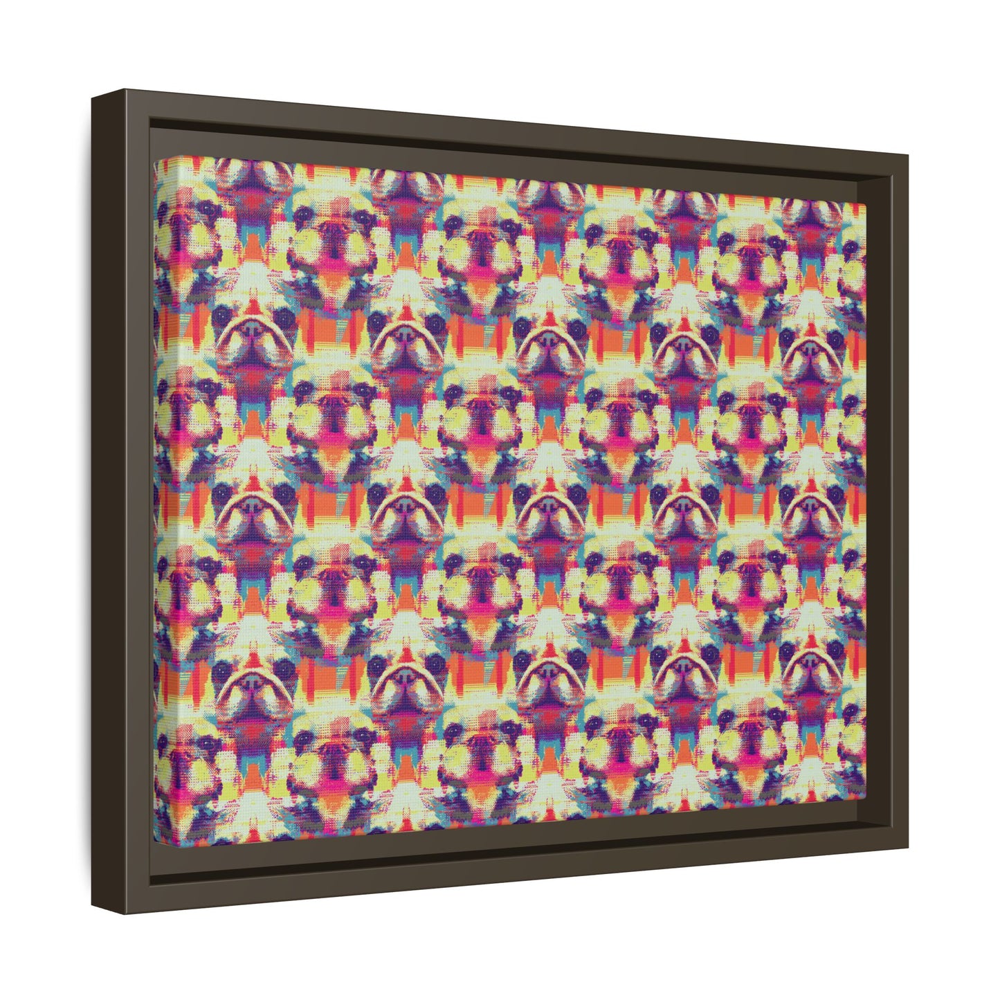 Glitchy Bulldog Blitz Matte Canvas, Framed