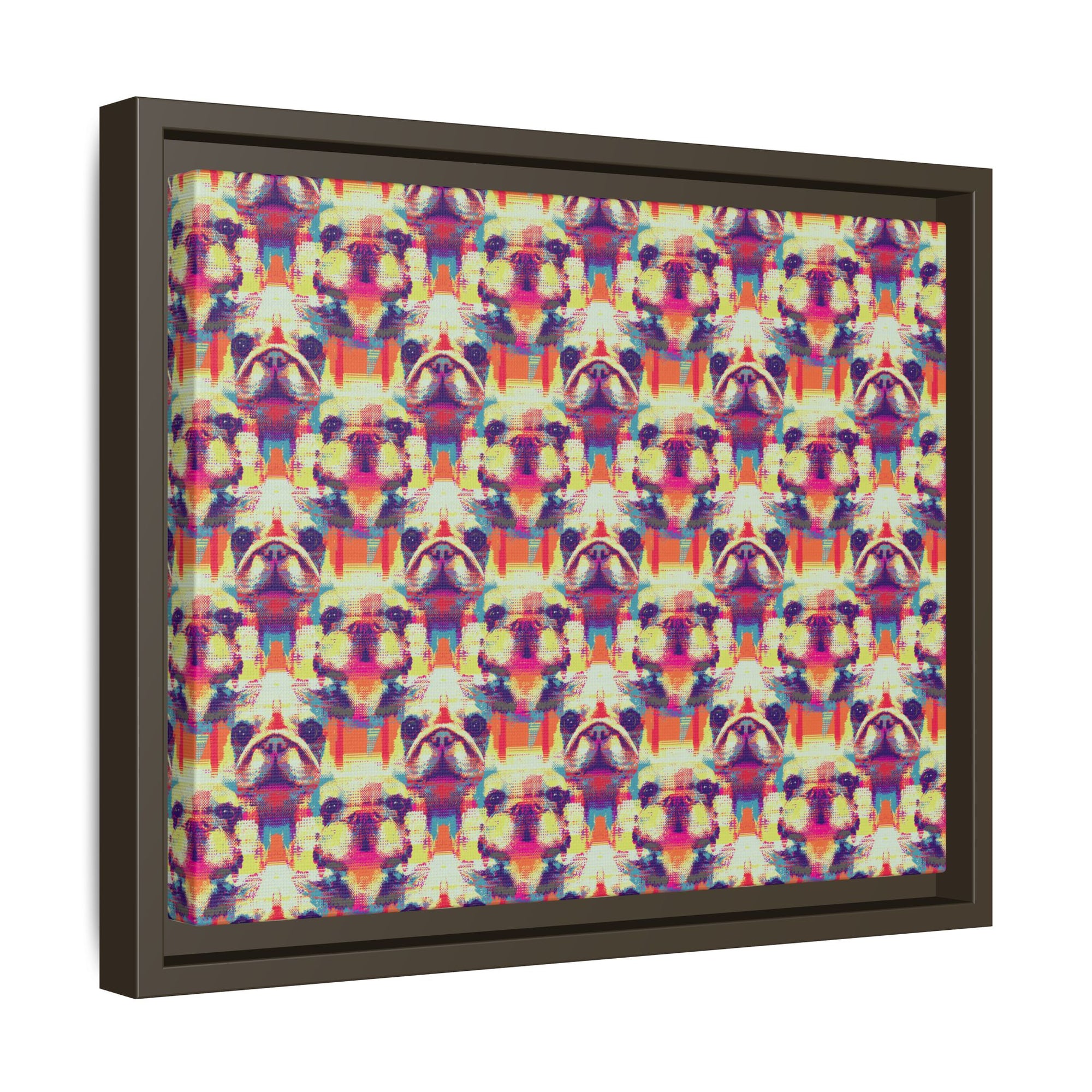 Glitchy Bulldog Blitz Matte Canvas, Framed