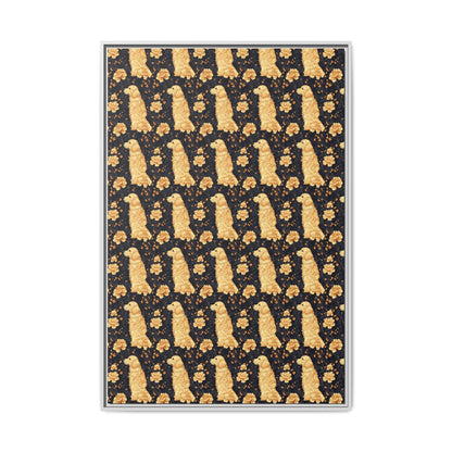 Golden Paws Floral Frenchie Matte Canvas, Framed