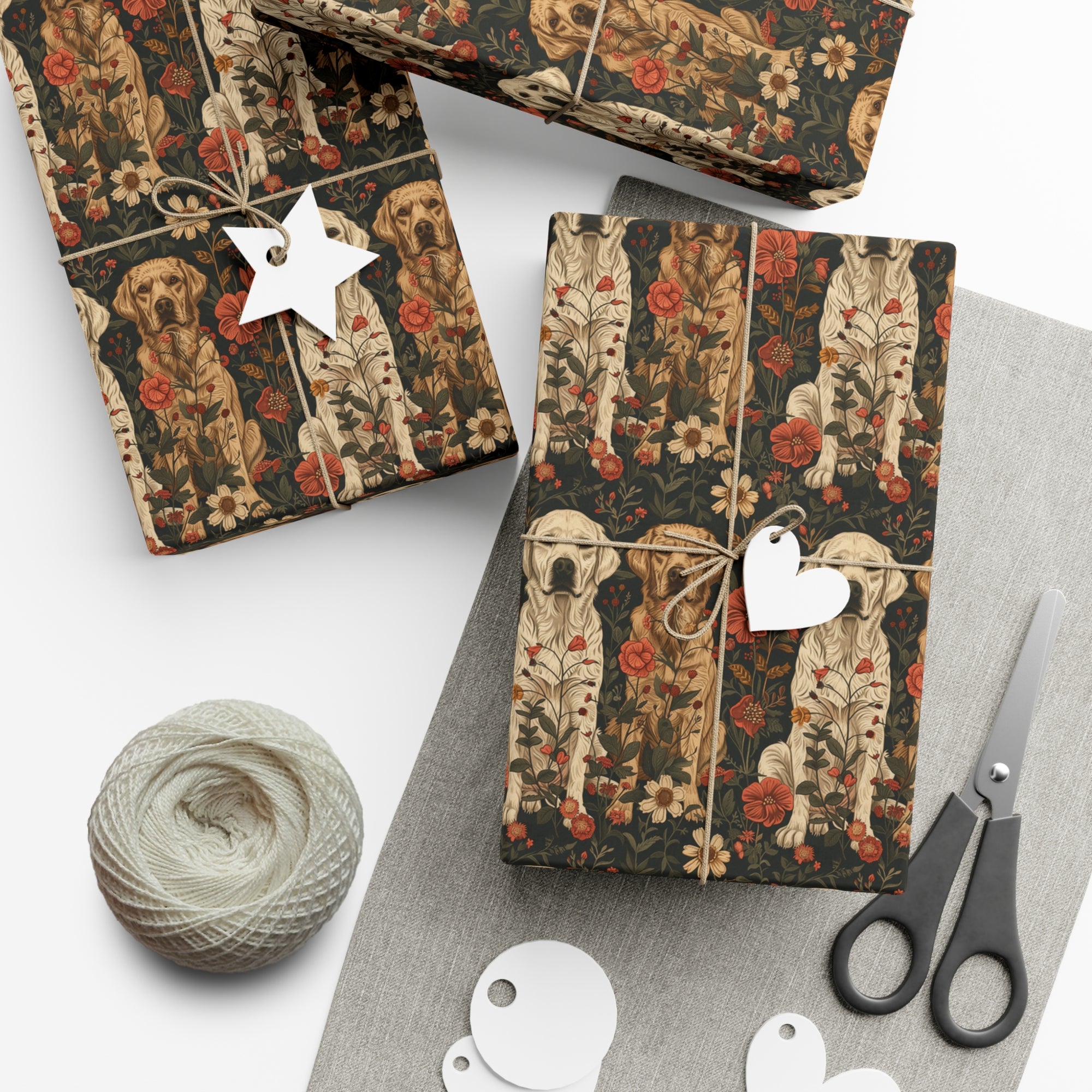 Blossoming Labradors Bouquet Gift Wrap Papers