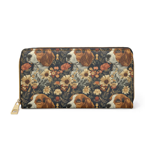 Beagle Blossoms Zipper Wallet