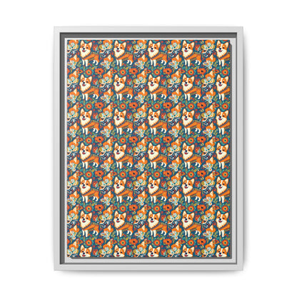 Corgi Carnival Couture Matte Canvas, Framed