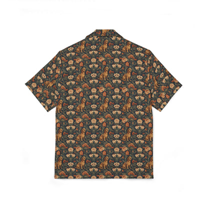 Dazzling Dachsund Blossoms & Foliage Men's Hawaiian Camp Shirt