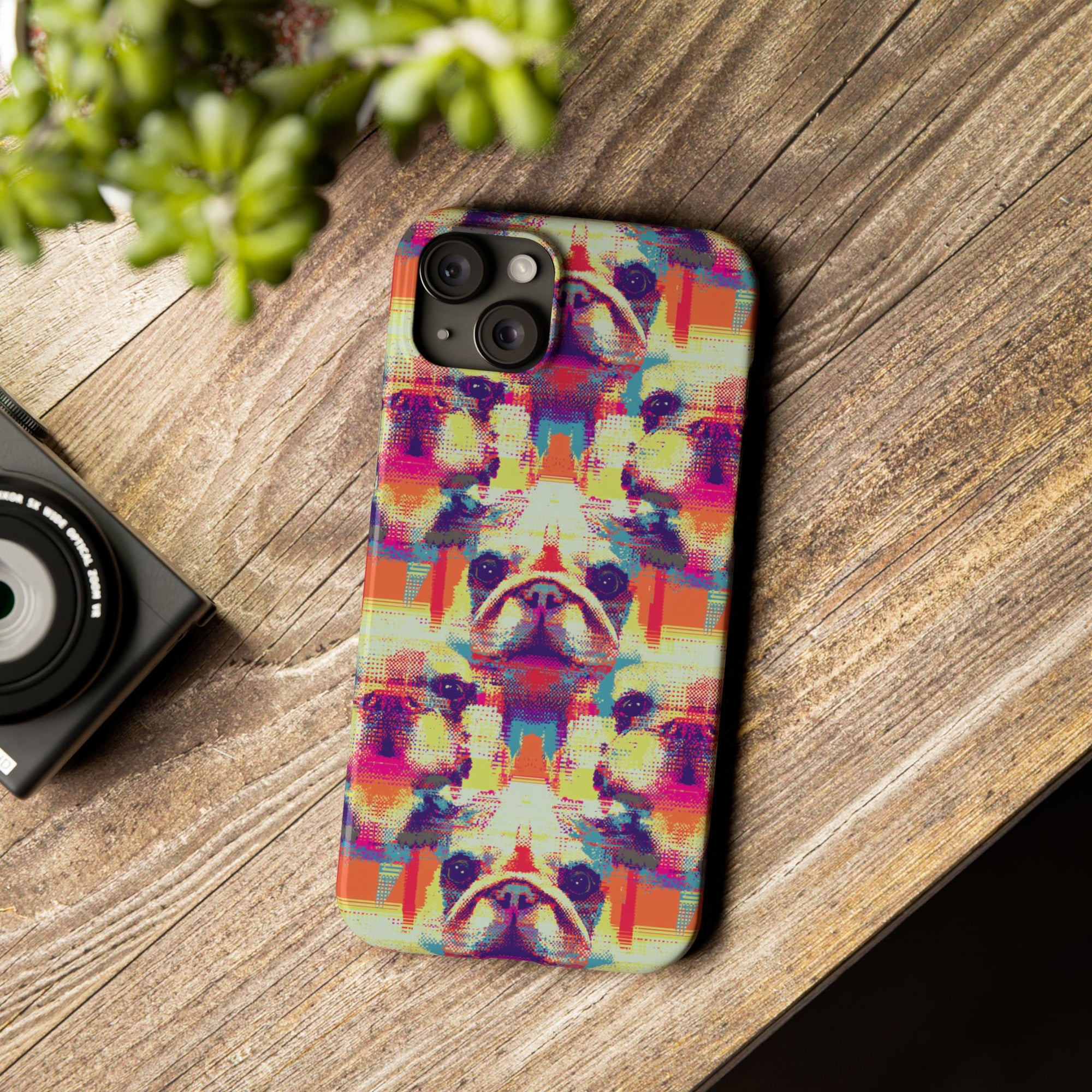 Glitchy Bulldog Blitz Slim Phone Cases