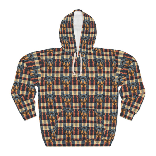 Pawsome Rottweiler Royalty Plaid Unisex Pullover Hoodie