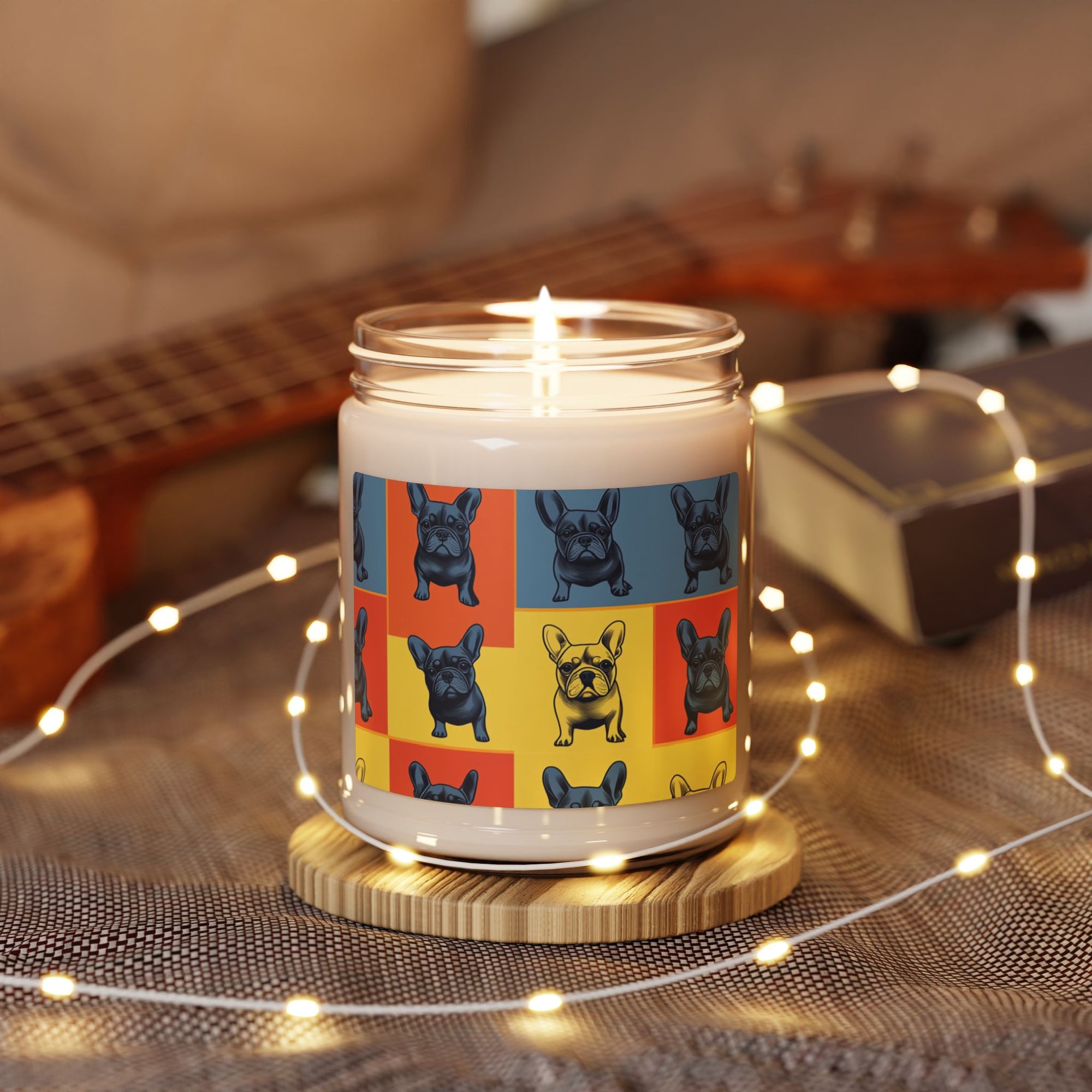 Frenchie Pop Art Pawfection Grid Scented Soy Candle