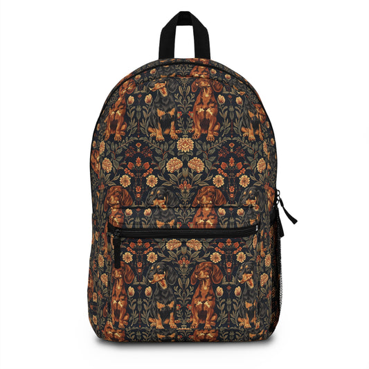 Dapper Dachshund Embroidery Elegance Backpack