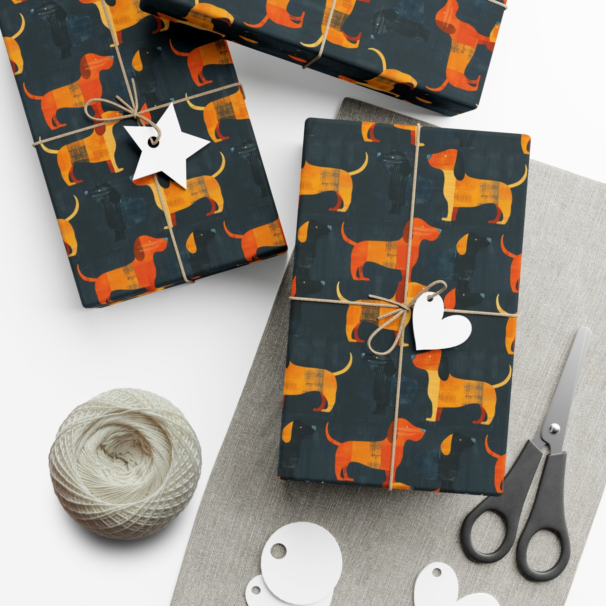 Dapper Dachshund Noir Glow Gift Wrap Papers