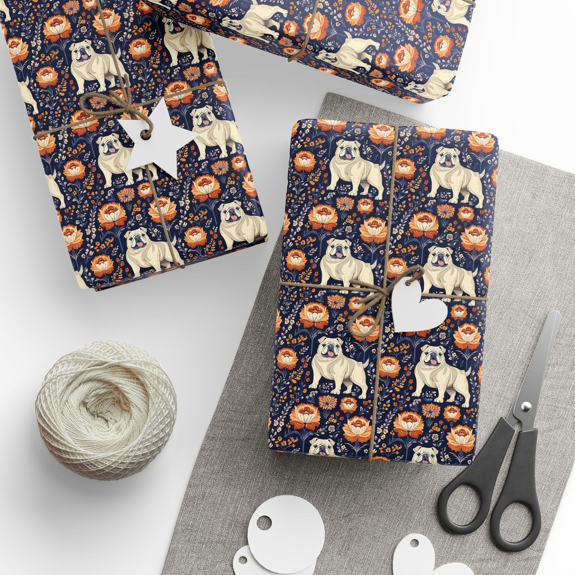 Bulldog Blossom Bonanza Wrapping Paper