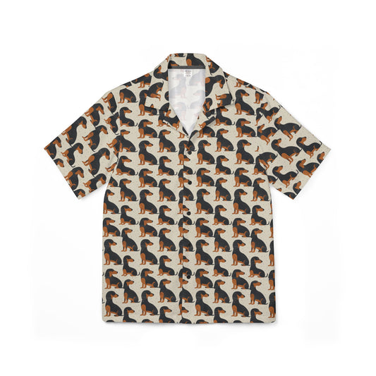 Whimsical Dachsund Dreamcatcher Men's Hawaiian Camp Shirt