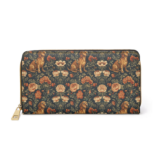 Dazzling Dachsund Blossoms & Foliage Zipper Wallet