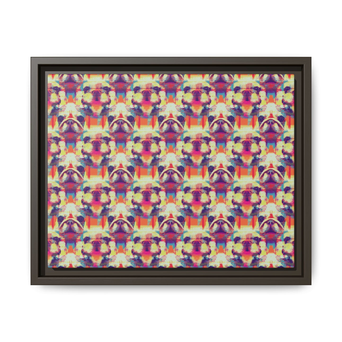 Glitchy Bulldog Blitz Matte Canvas, Framed