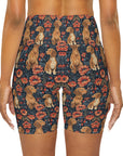 Floral Pawsome Dachsund Delight High Waisted Yoga Shorts