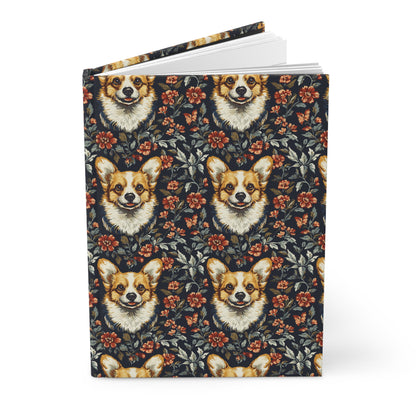 Floofy Corgi Blossom Blast Hardcover Journal Matte