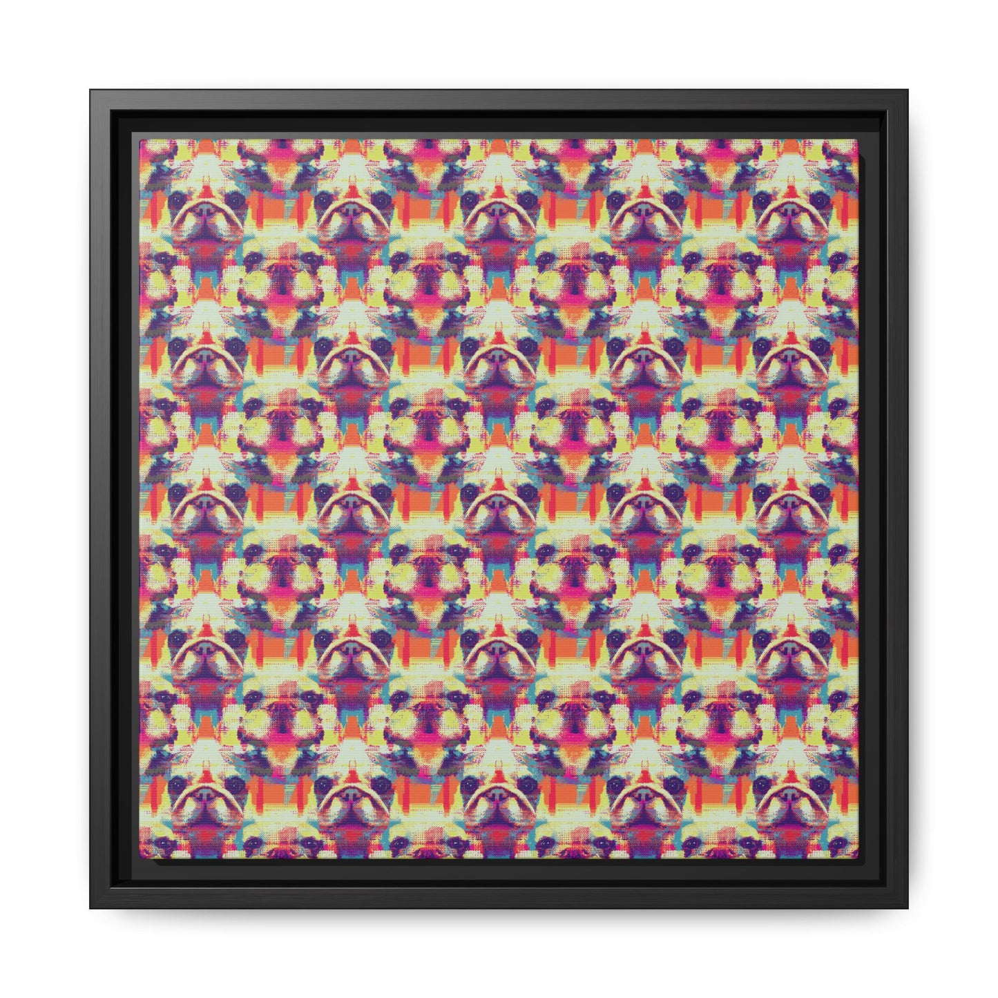 Glitchy Bulldog Blitz Matte Canvas, Framed