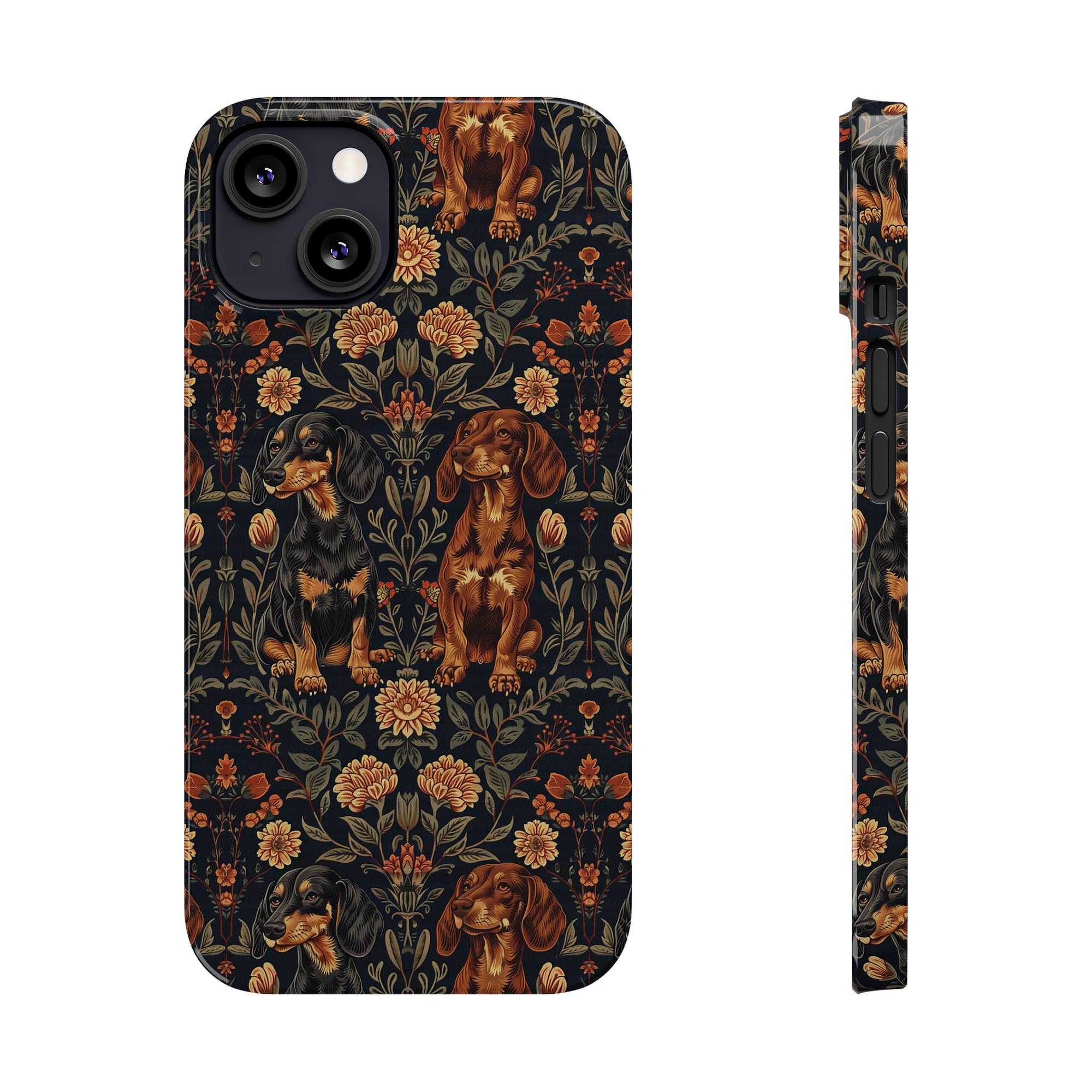 Dapper Dachshund Embroidery Elegance Slim Phone Cases