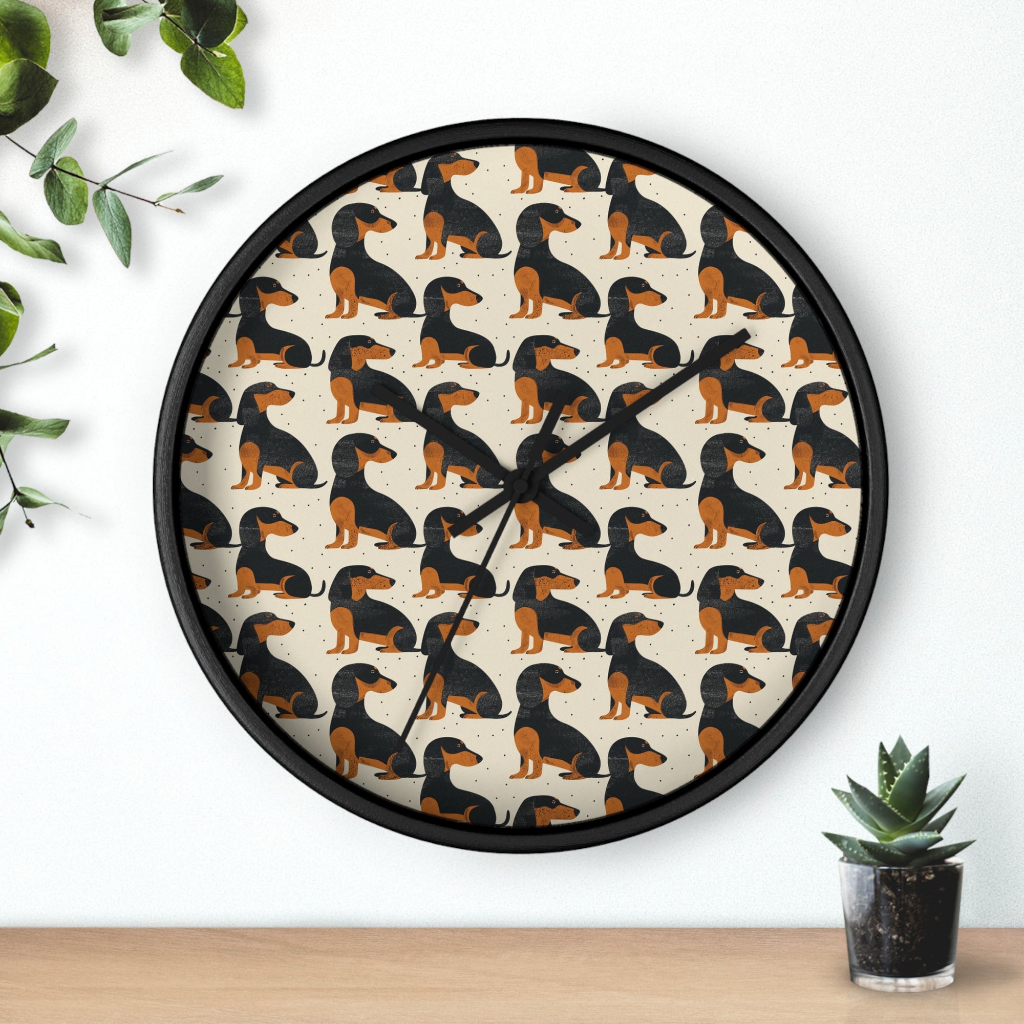 Whimsical Dachsund Dreamcatcher Wall Clock