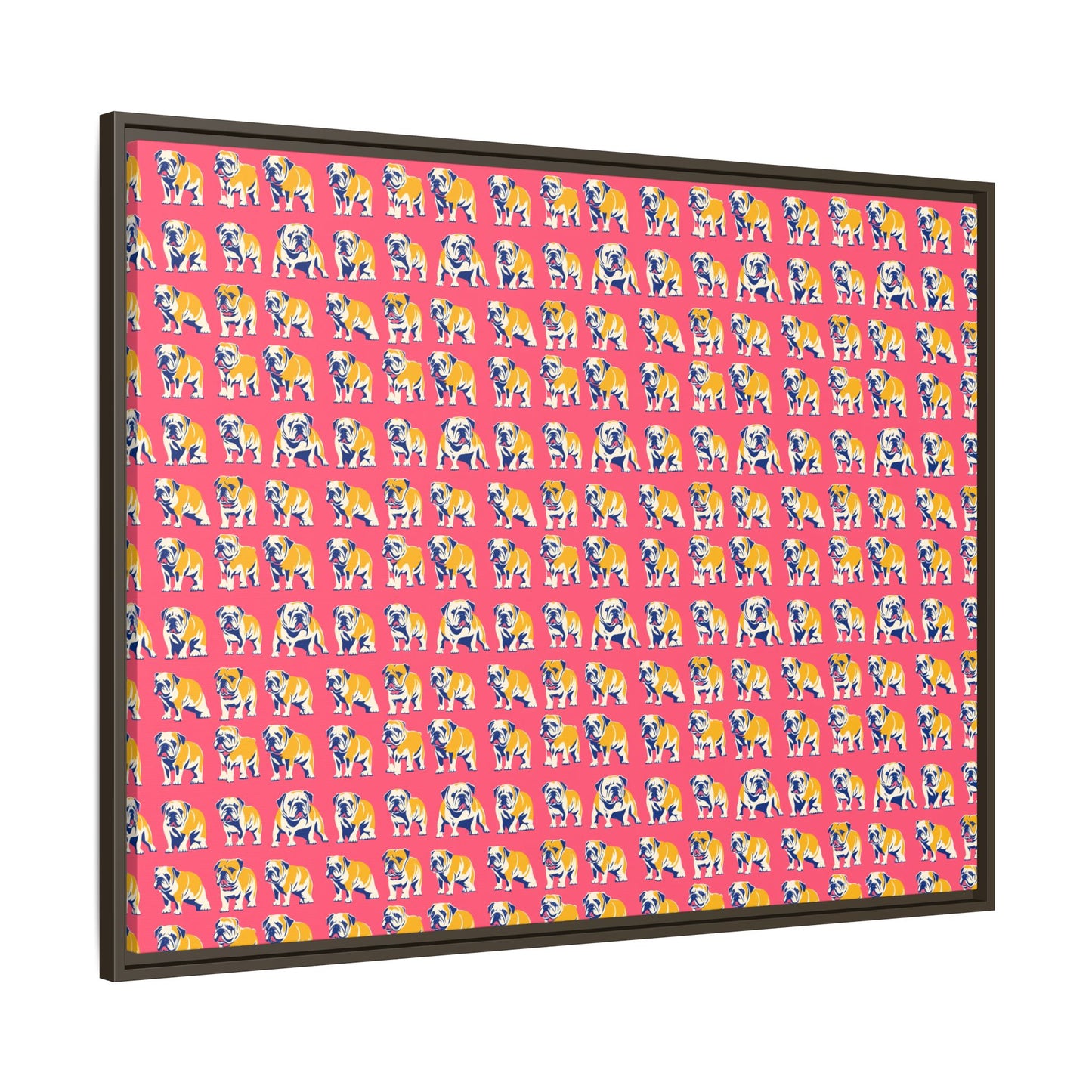 Bubblegum Glamour Bulldog Bouquet Matte Canvas, Framed