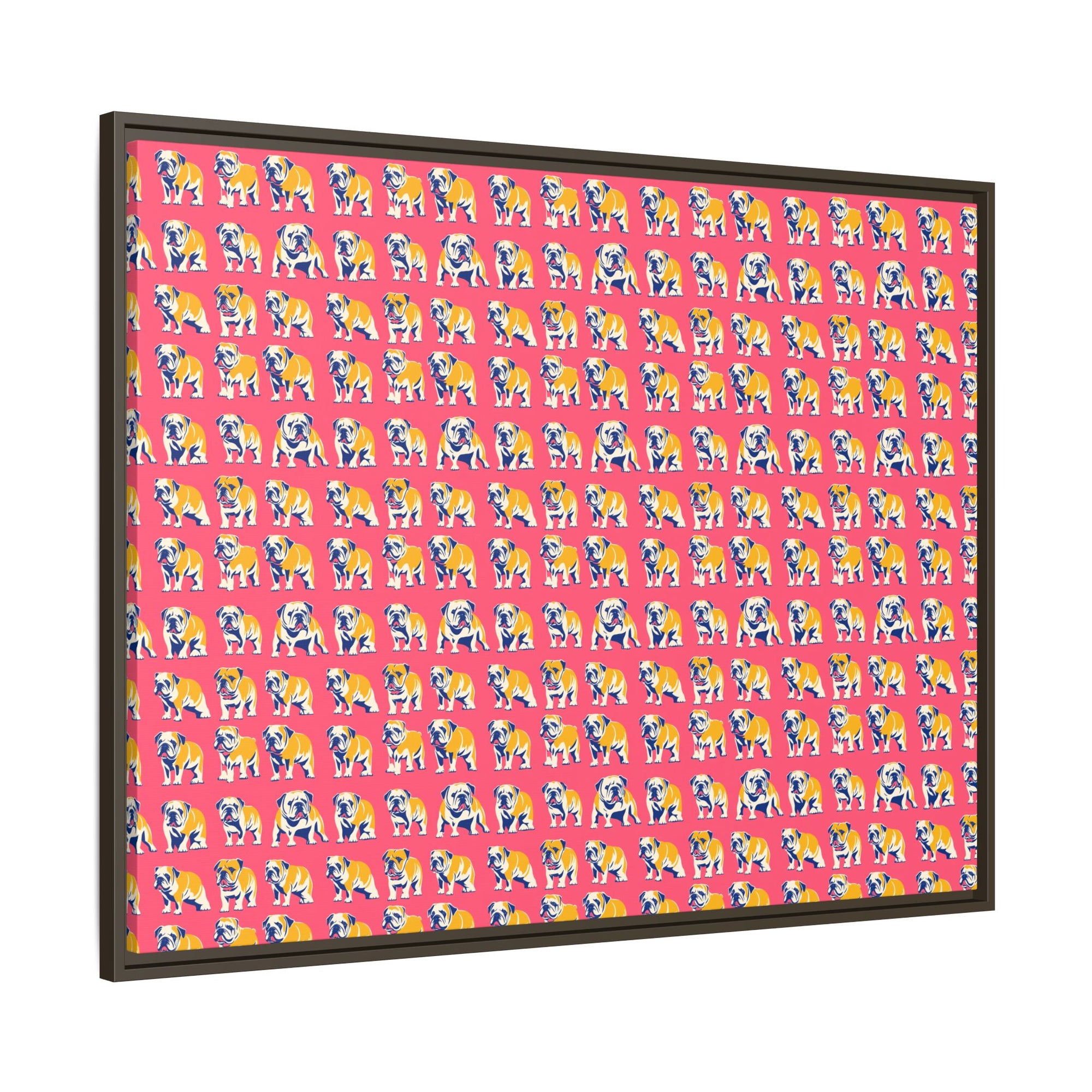 Bubblegum Glamour Bulldog Bouquet Matte Canvas, Framed