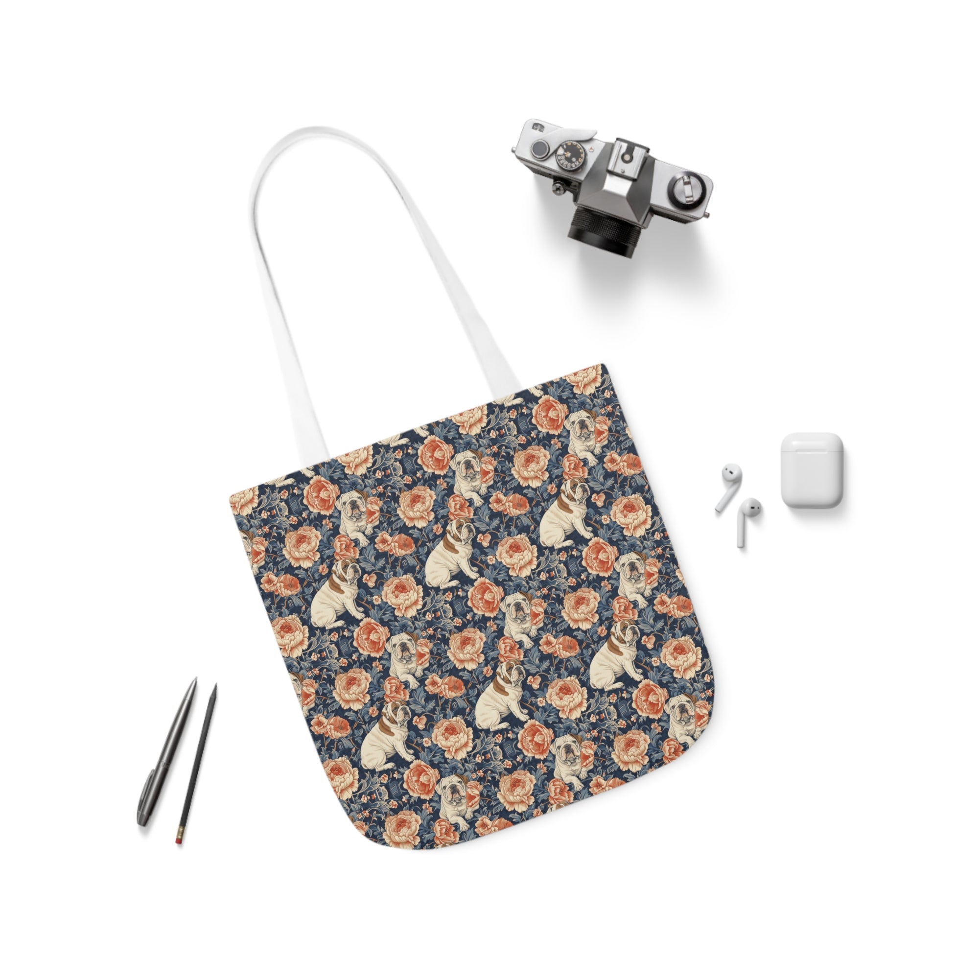 Blooming Bulldog Beauty Canvas Tote Bag