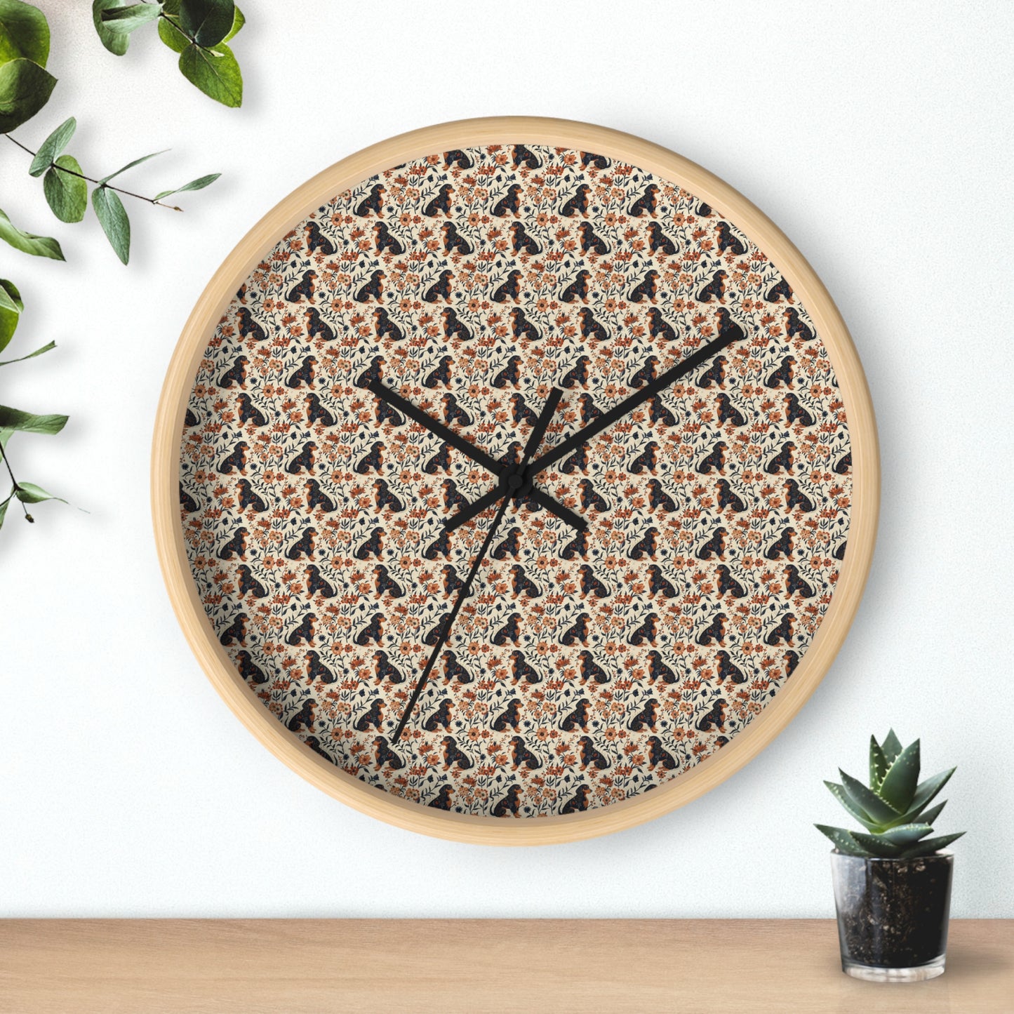 Blossoming Dachshunds Delight Wall Clock