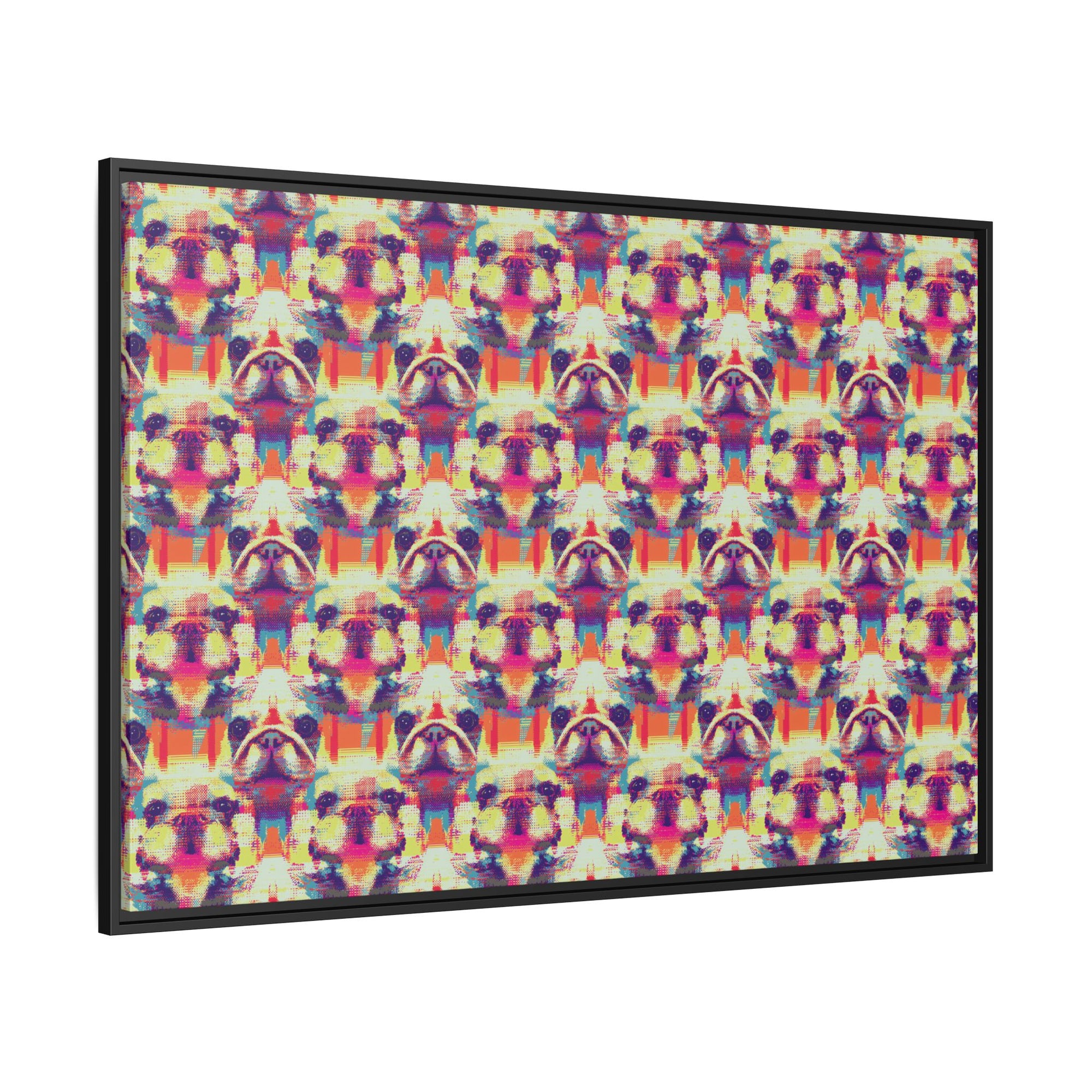 Glitchy Bulldog Blitz Matte Canvas, Framed