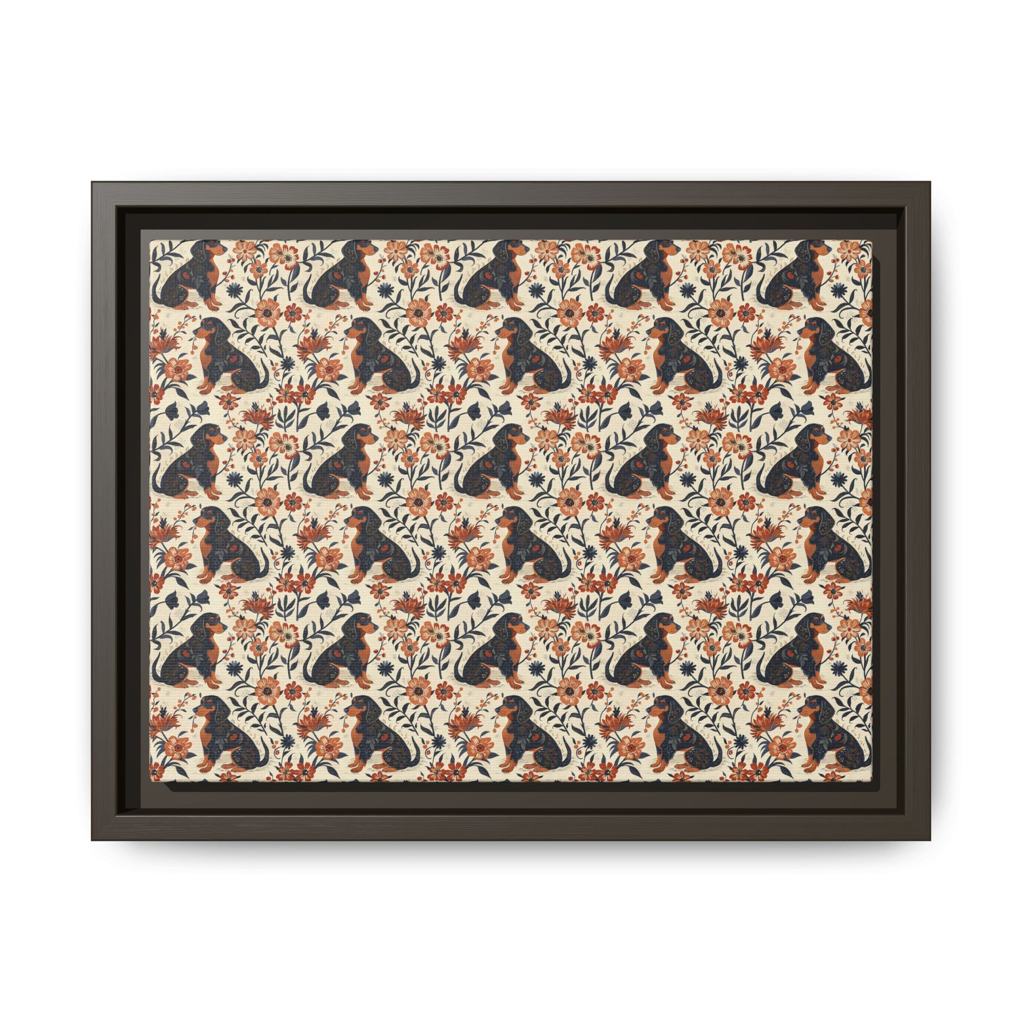 Blossoming Dachshunds Delight Matte Canvas, Framed