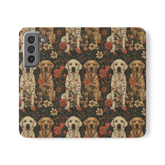 Blossoming Labradors Bouquet Flip Cases