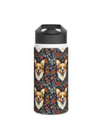 Floofy Corgi Blossom Blast Stainless Steel Water Bottle