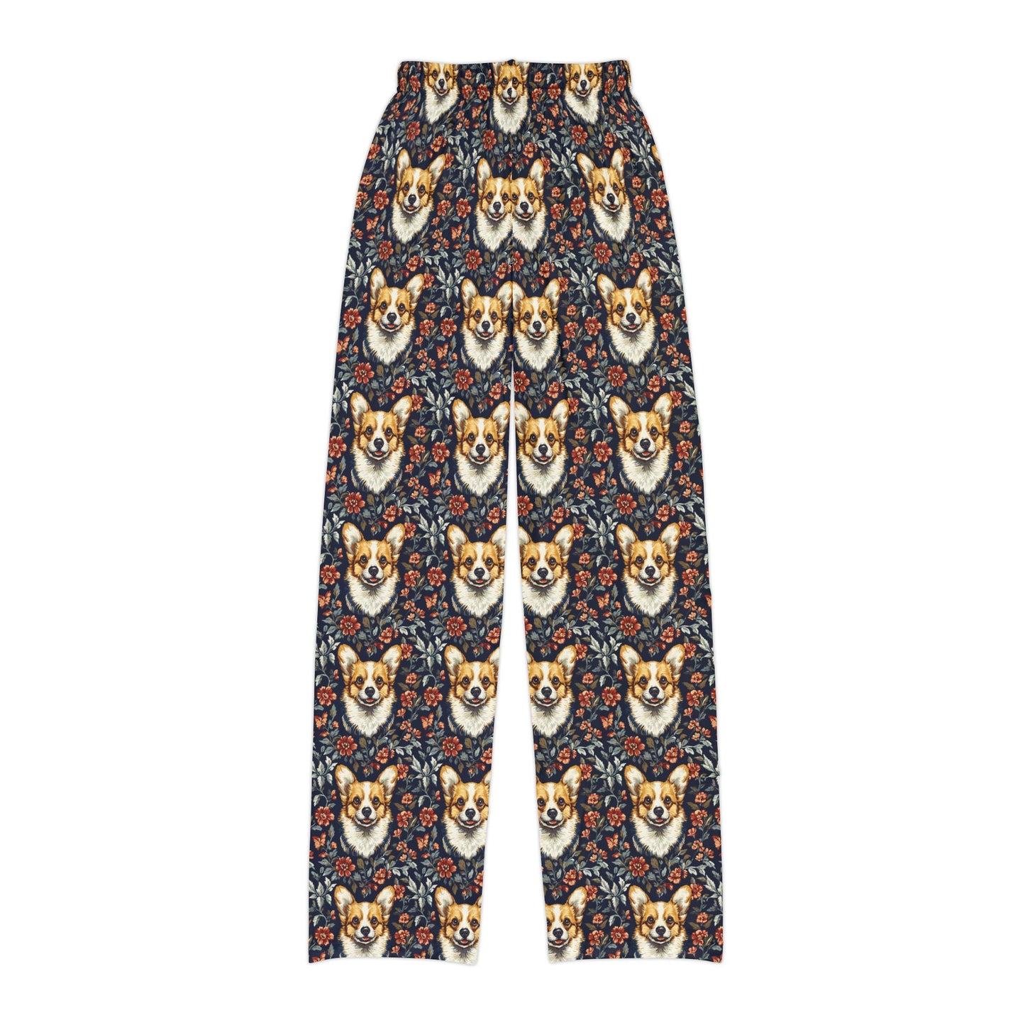 Floofy Corgi Blossom Blast Kids Pajama Pants