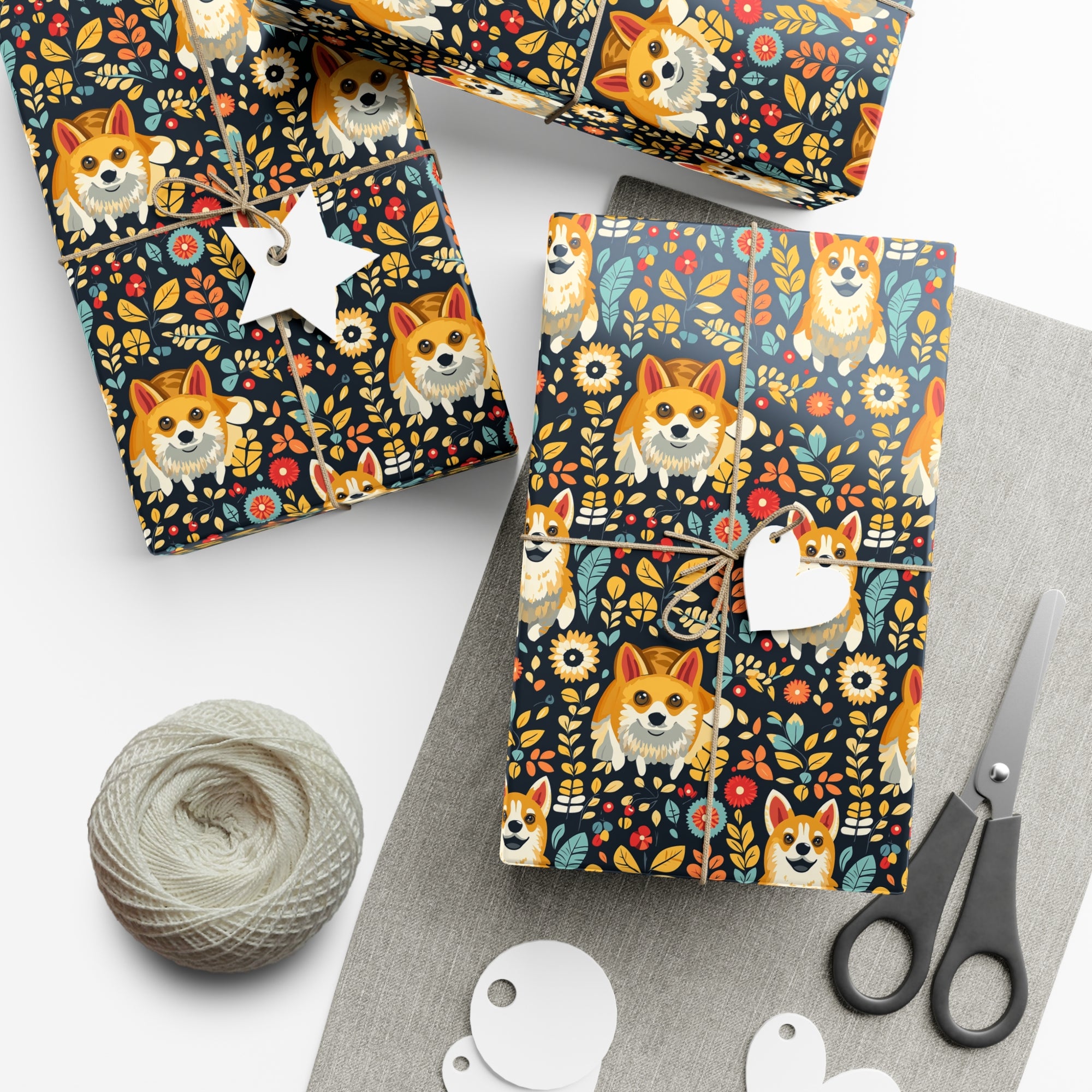 Corgi Rainbow Vine Dream Gift Wrap Papers