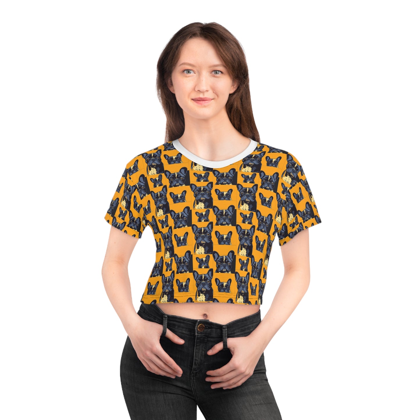 Frenchie Pawsitively Pawsome Peek-a-Boo Perfection Crop Tee