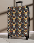 Floofy Corgi Blossom Blast Suitcase