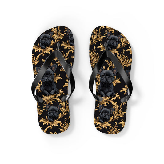 Regal Frenchie Noir Elegance Flip Flops