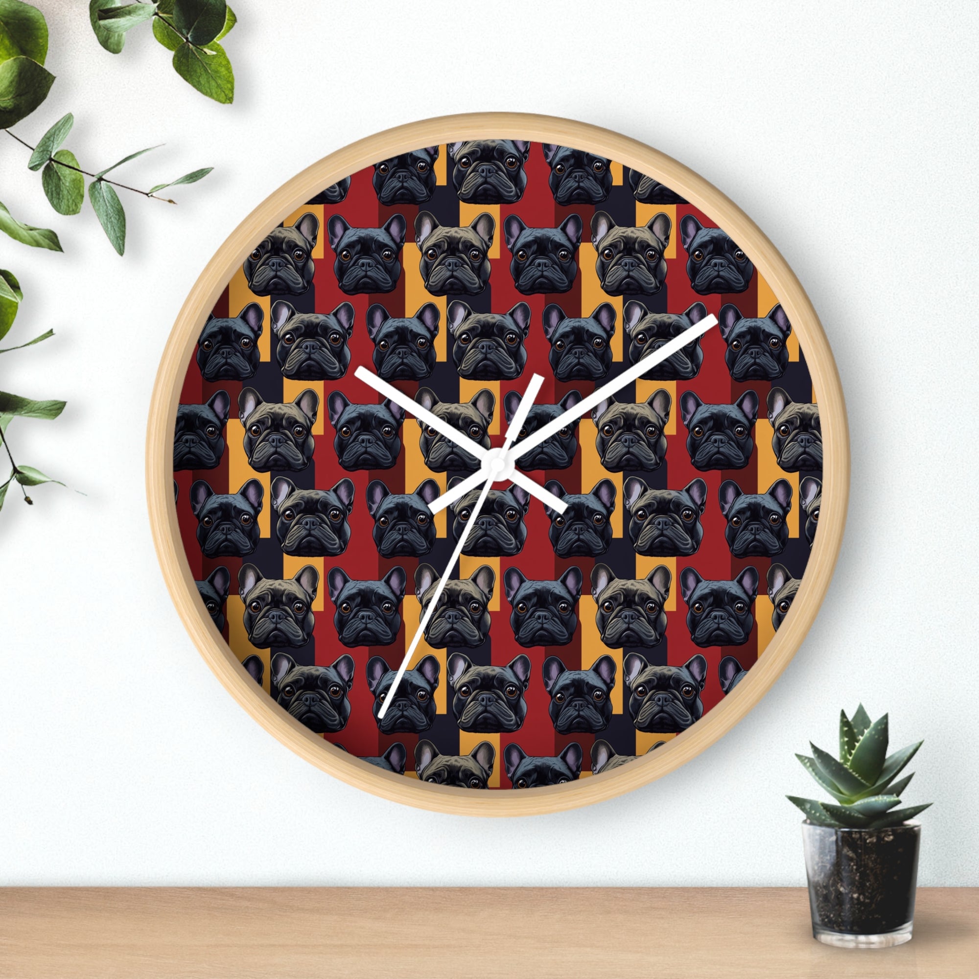 Chic Canine Checkmate - Frenchie Edition Wall Clock